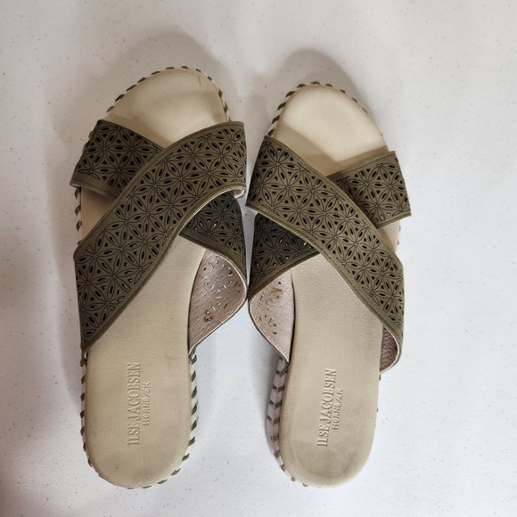 Ilse Jacobsen Tulip 1575 Cross Band Sandal Women's Size EU 44‎ US 14 Green - Picture 2 of 12